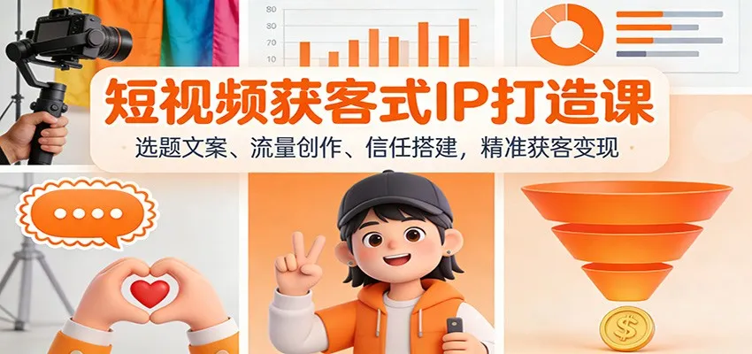 短视频获客式IP打造课：选题文案、流量创作、信任搭建，精准获客变现-一起筹课网