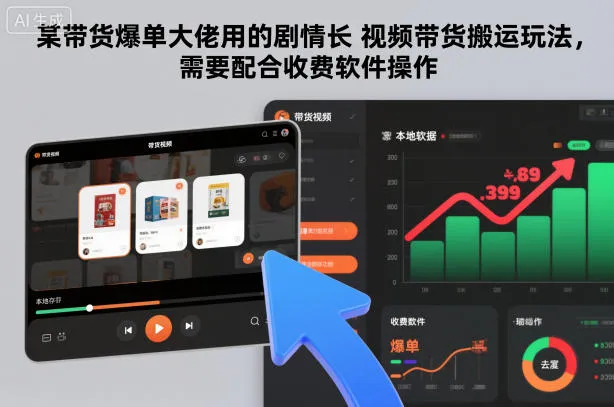 某带货爆单大佬用的剧情长视频带货搬运玩法，需要配合收费软件操作-一起筹课网