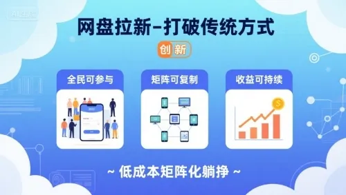 网盘拉新-打破传统方式,低成本矩阵化躺挣,全民可参与、矩阵可复制、收益可持续【揭秘】-一起筹课网