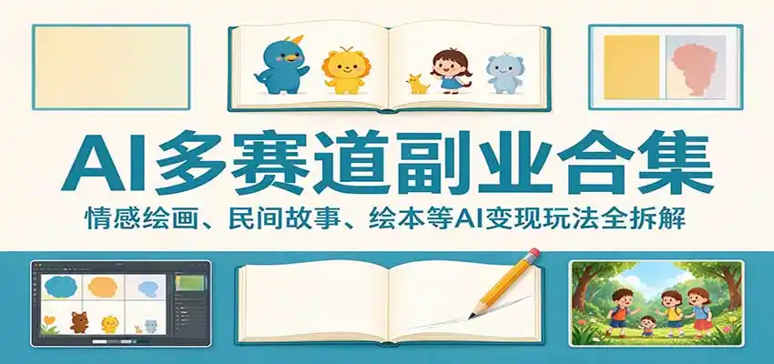 AI多赛道副业合集：情感绘画、民间故事、绘本等AI变现玩法全拆解-一起筹课网