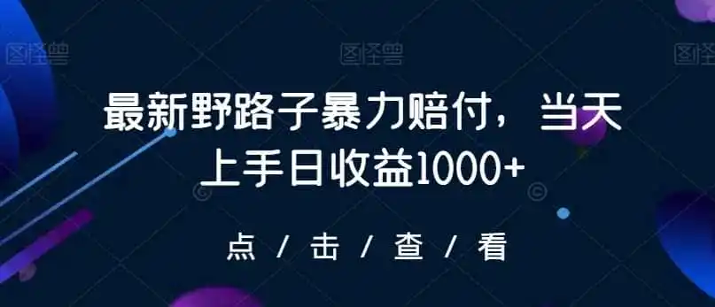 最新野路子暴力赔付,当天上手日收益1000+【仅揭秘】-一起筹课网
