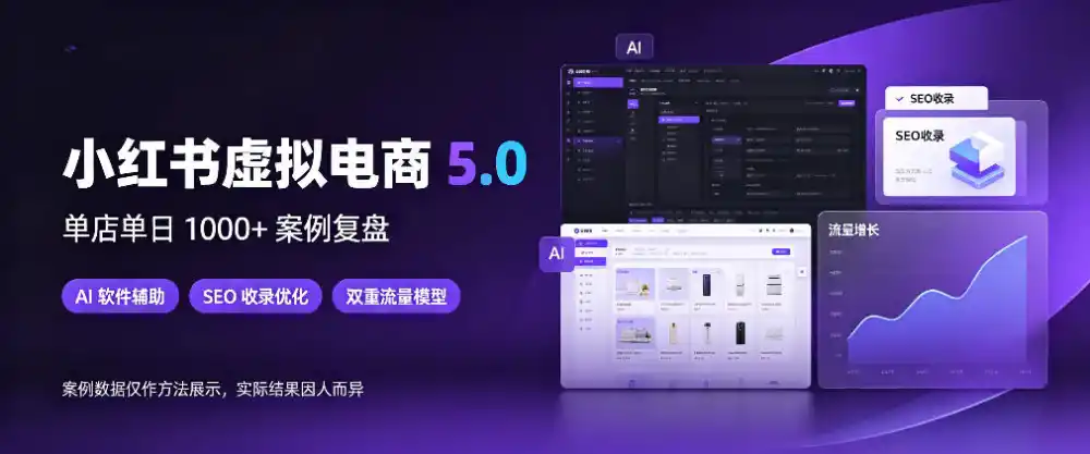 小红书虚拟电商5.0,单店单日1000+,AI软件+SEO收录,双重流量稳定出单【揭秘】-一起筹课网