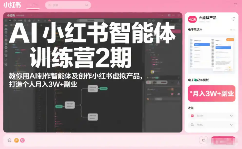 AI小红书智能体训练营2期，教你用AI制作智能体及创作小红书虚拟产品，打造个人月入3W+副业(完结)-一起筹课网