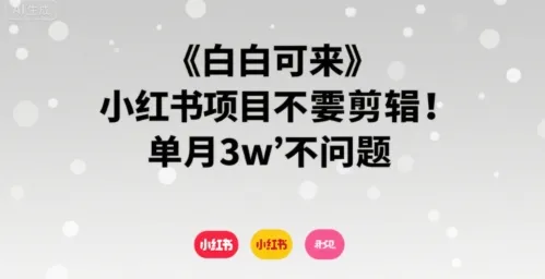 小白可来 小红书项目不需要剪辑 单月3w不是问题-一起筹课网