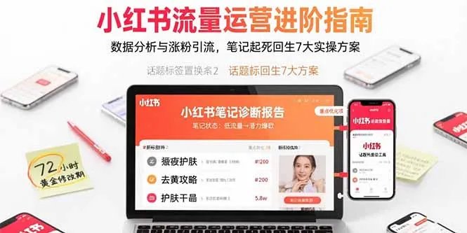 小红书流量运营进阶指南，数据分析与涨粉引流，笔记起死回生7大实操方案-一起筹课网