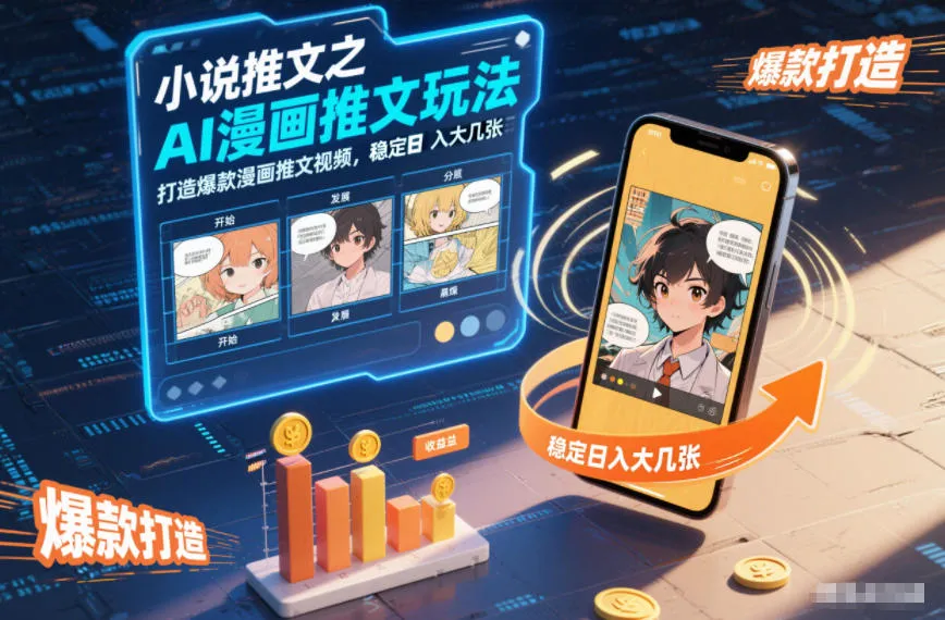 小说推文之AI漫画推文玩法，打造爆款漫画推文视频，稳定日入大几张-一起筹课网
