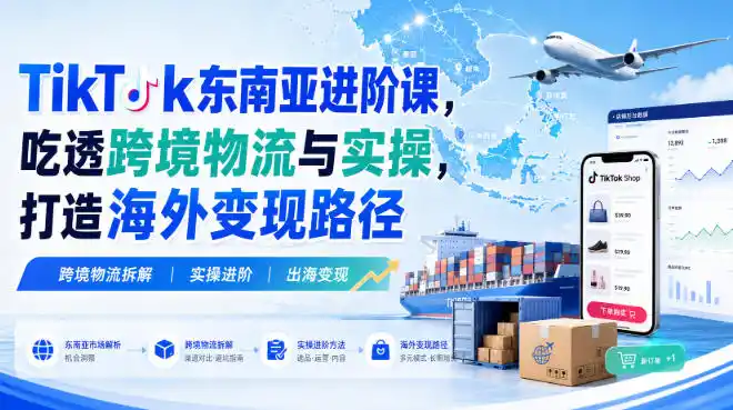 TikTok东南亚进阶课,吃透跨境物流与实操,打造海外变现路径-一起筹课网