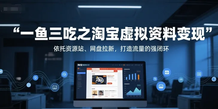 一鱼三吃之淘宝虚拟资料变现，依托资源站、网盘拉新，打造流量的强闭环-一起筹课网