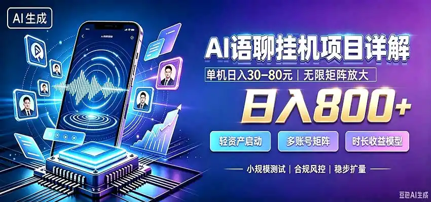 AI语聊挂机，日入800+，适用个人副业，工作室矩阵操作-一起筹课网