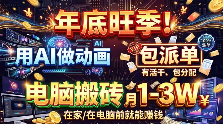 AI代做动画，旺季捡钱！一单500-1000+，提供做单渠道，新手可做！-一起筹课网