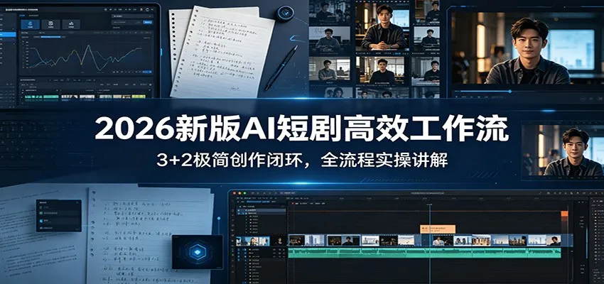 2026新版AI短剧高效工作流:3+2极简创作闭环,全流程实操讲解