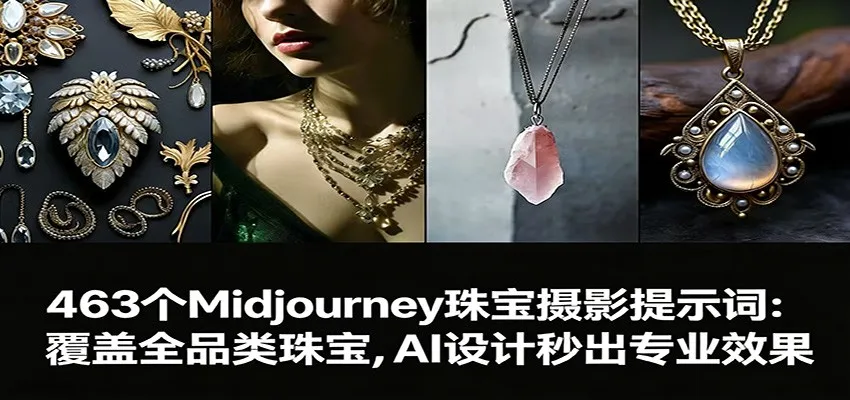 463个Midjourney珠宝摄影提示词：覆盖全品类珠宝，AI设计秒出专业效果-一起筹课网
