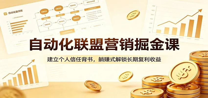 自动化联盟营销掘金课：建立个人信任背书，躺赚式解锁长期复利收益-一起筹课网