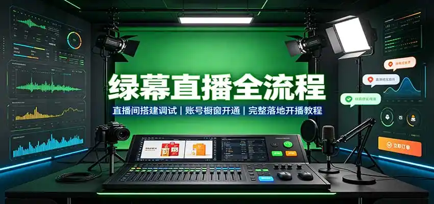 绿幕直播全流程：直播间搭建调试，账号橱窗开通，完整落地开播教程-一起筹课网