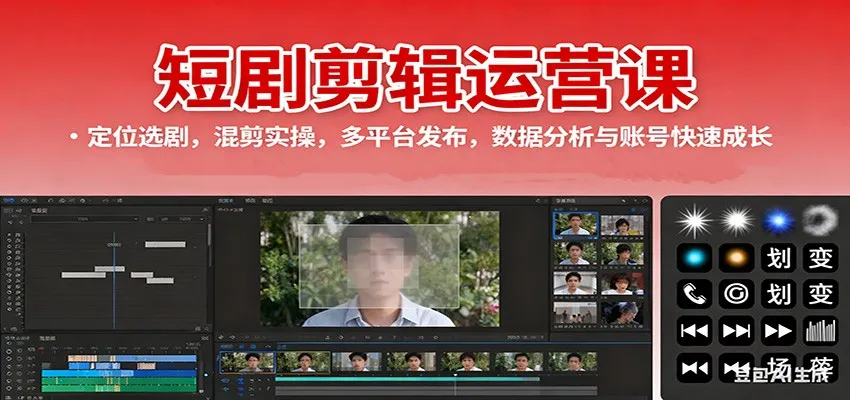 短剧剪辑运营课:定位选剧,混剪实操,多平台发布,数据分析与账号快速成长-一起筹课网