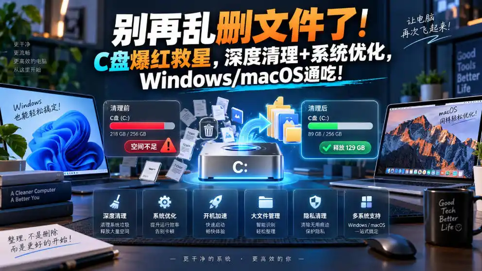 别再乱删文件了！C盘爆红救星，深度清理+系统优化，Windows/macOS通吃！-一起筹课网
