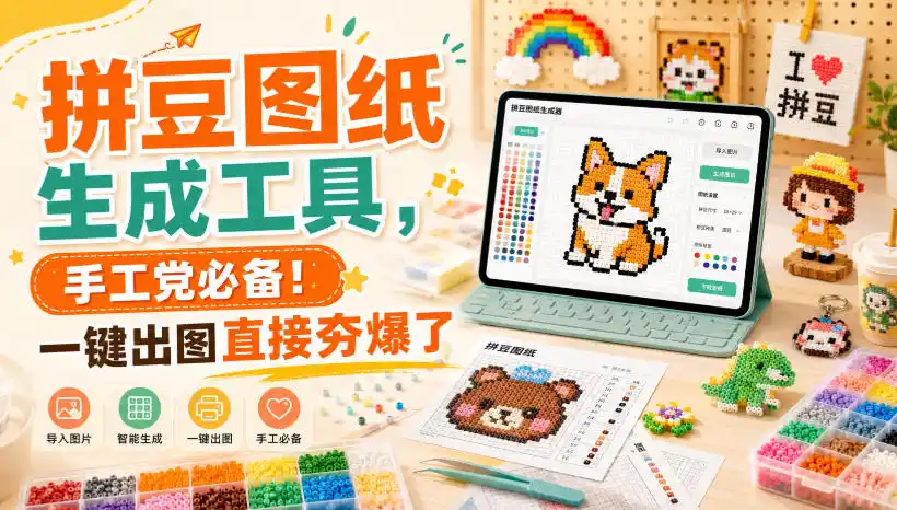 拼豆图纸生成工具,手工党必备!一键出图直接夯爆了-一起筹课网