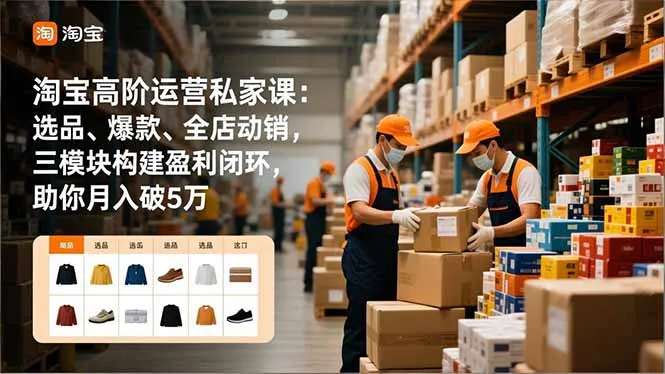 淘宝高阶运营私家课：选品、爆款、全店动销，三模块构建盈利闭环，助你月入破5万(更新12月-一起筹课网