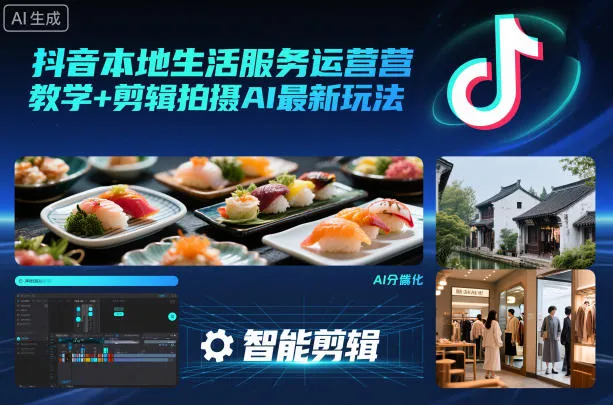 抖音本地生活服务运营教学+剪辑拍摄AI最新玩法-一起筹课网