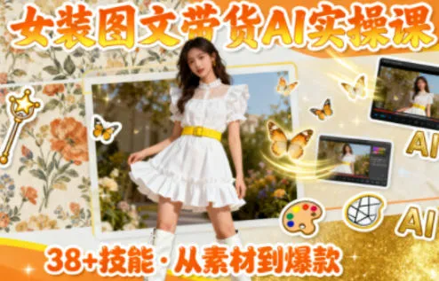 女装图文带货的AI实操课,覆盖38个实用技能,快速提升素材制作效率-一起筹课网