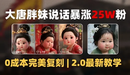 AI大唐胖贵妃说话2.0，40条视频暴涨40w粉，附独家变现攻略-一起筹课网