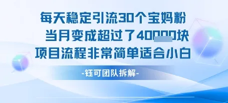每天稳定引流30个人 当月变成超过了4个W项目流程非常简单适合小白-一起筹课网