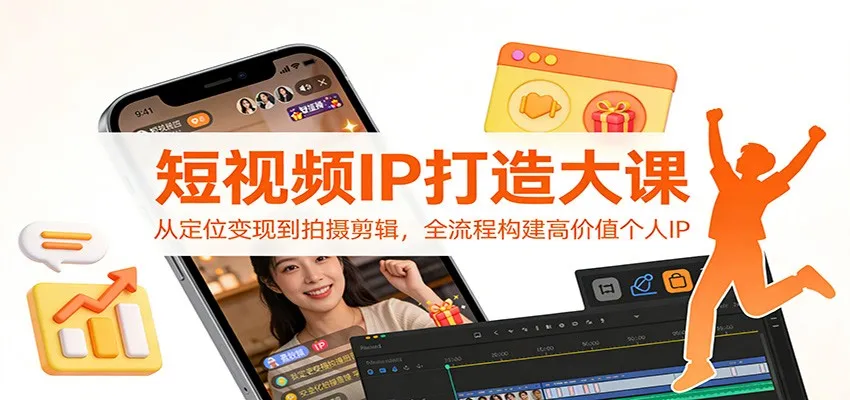 短视频IP打造大课:从定位变现到拍摄剪辑,全流程构建高价值个人IP-一起筹课网