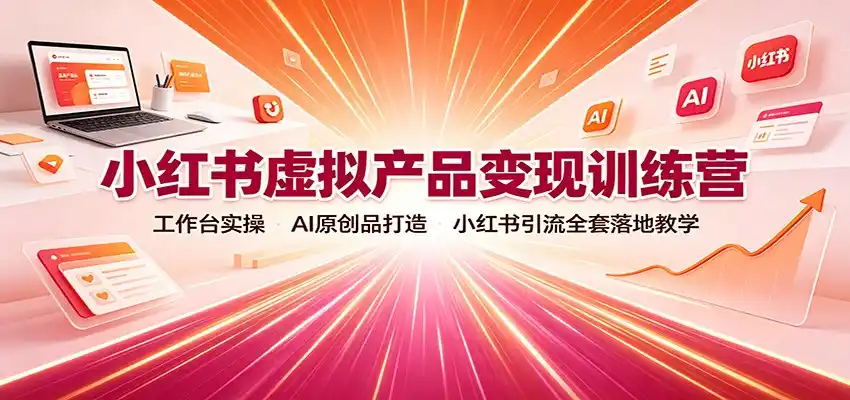 小红书虚拟产品变现训练营：工作台实操，AI原创品打造，小红书引流全套落地教学-一起筹课网