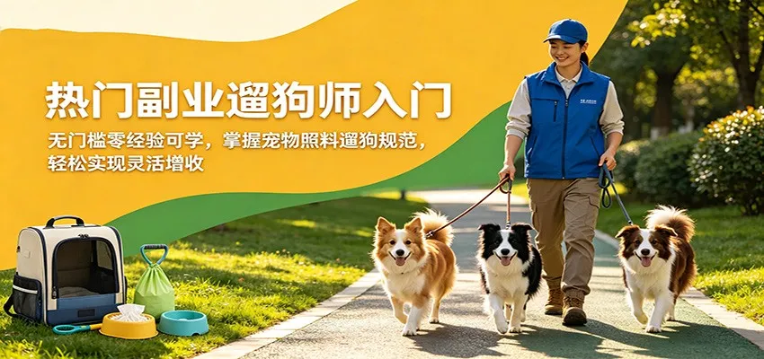 热门副业遛狗师入门,无门槛零经验可学,掌握宠物照料遛狗规范,轻松实现灵活增收-一起筹课网