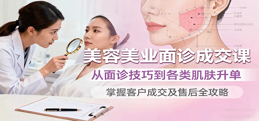 美容美业面诊成交课，从面诊技巧到各类肌肤升单，掌握客户成交及售后全攻略-一起筹课网