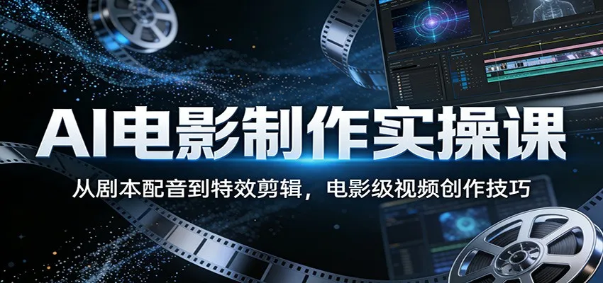 AI电影制作实操课:从剧本配音到特效剪辑,电影级视频创作技巧-一起筹课网