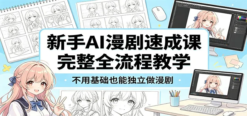 新手AI漫剧速成课:完整全流程教学,不用基础也能独立做漫剧-一起筹课网