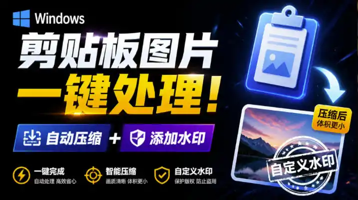 Windows剪贴板复制图片后，体积会暴涨数百倍？剪贴板图片一键自动压缩及添加水印工具-一起筹课网