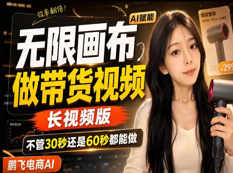 【保姆级教程】无限画布搭建长带货视频，拼接不翻车全程一致，小白跟着步骤也能上手-一起筹课网