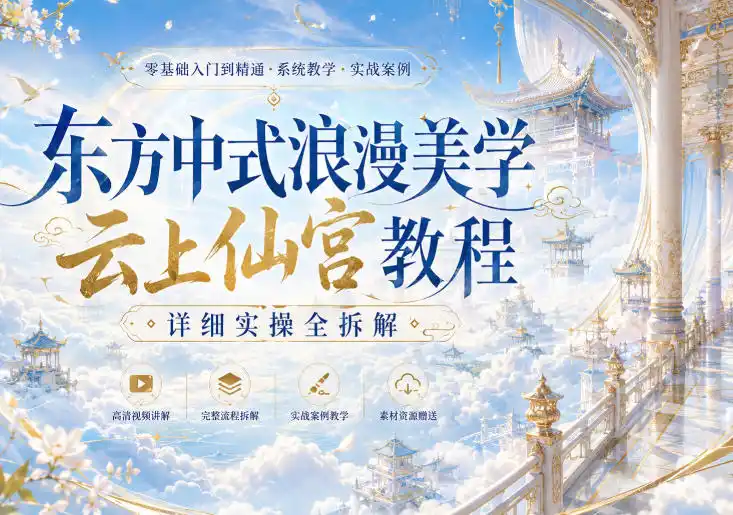 东方中式浪漫美学云上仙宫教程，详细实操全拆解-一起筹课网