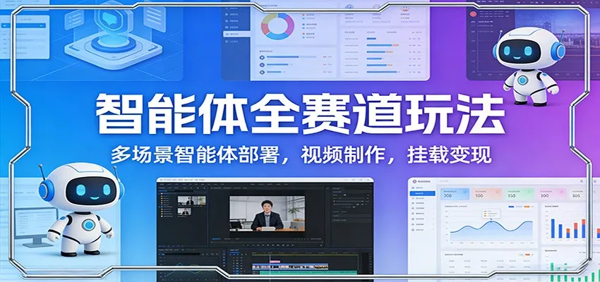 智能体全赛道玩法:多场景智能体部署,视频制作,挂载变现-一起筹课网