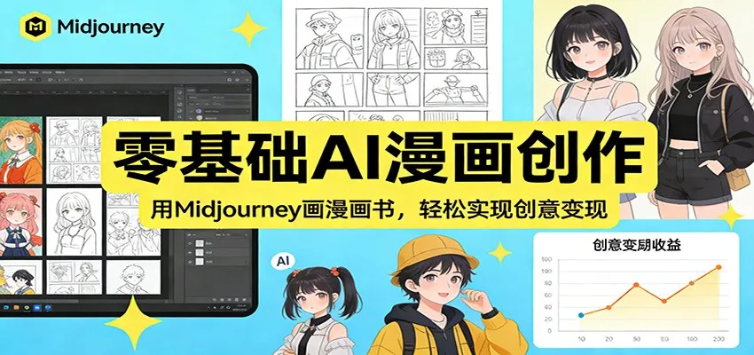 零基础AI漫画创作：用Midjourney画漫画书，轻松实现创意变现-一起筹课网
