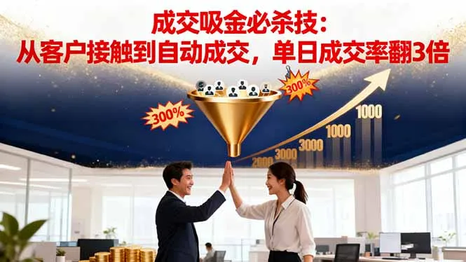 吸金成交营销必杀技:从客户接触到自动成交,单日成交率翻3倍-一起筹课网