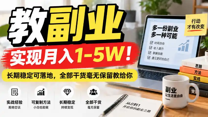 “教副业”实现月入1-5W！长期稳定可落地，全部干货毫无保留教给你【揭秘】-一起筹课网