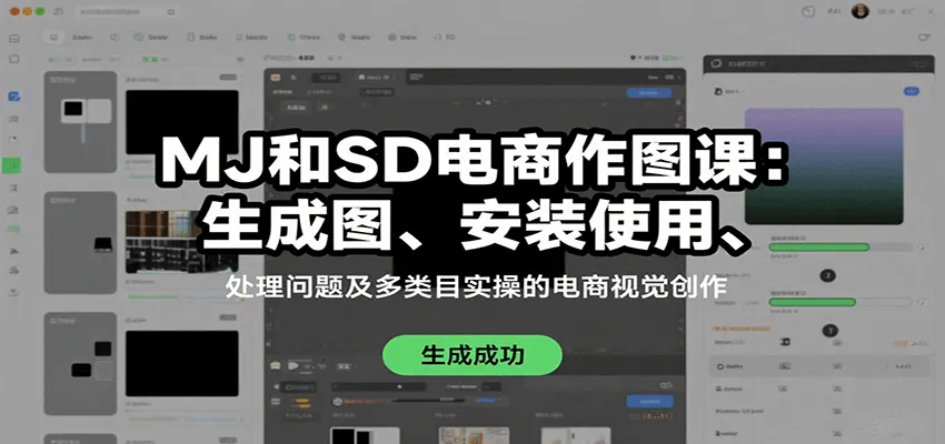MJ和SD电商作图课：生成图、安装使用、处理问题及多类目实操的电商视觉创作-一起筹课网