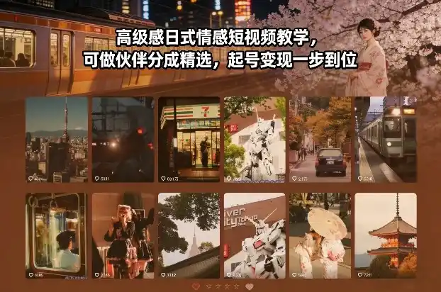 高级感日式情感短视频教学,可做伙伴分成精选,起号变现一步到位-一起筹课网