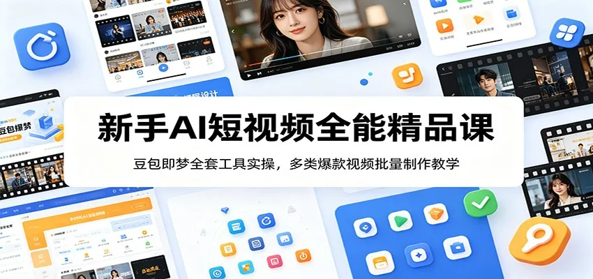 新手AI短视频全能精品课：豆包即梦全套工具实操，多类爆款视频批量制作教学-一起筹课网