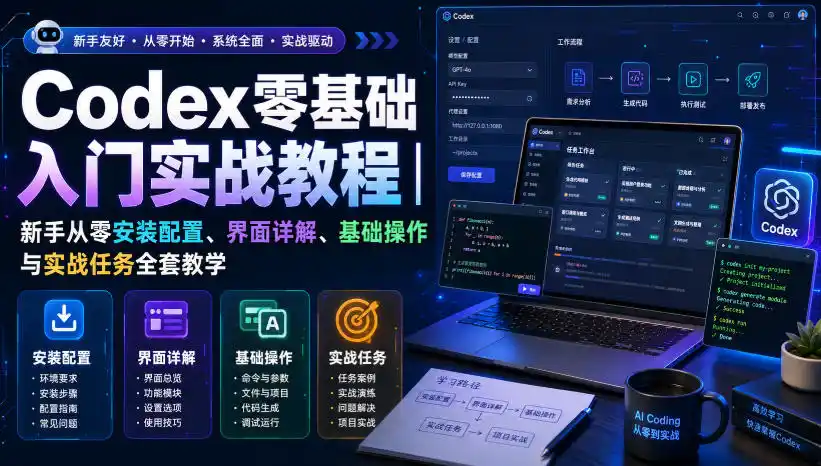 Codex零基础入门实战教程｜新手从零安装配置、界面详解、基础操作与实战任务全套教学-一起筹课网