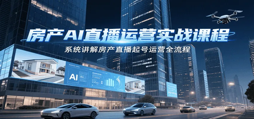 房产AI直播运营实战课程，系统讲解房产直播起号运营全流程-一起筹课网