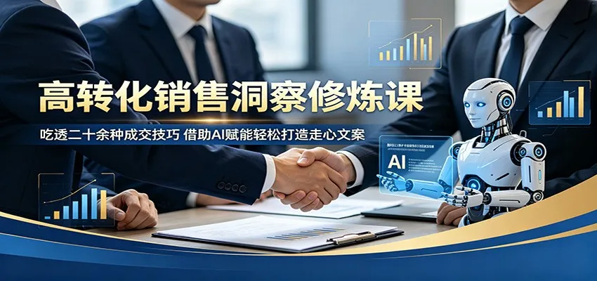 高转化销售洞察修炼课：吃透二十余种成交技巧，借助AI赋能轻松打造走心文案-一起筹课网