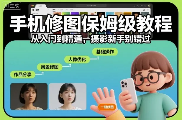 手机修图保姆级教程,从入门到精通,摄影新手别错过-一起筹课网