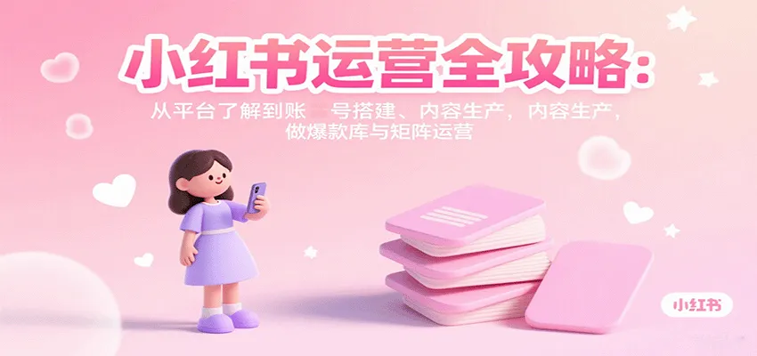 小红书运营全攻略:从平台了解到账号搭建、内容生产,做爆款库与矩阵运营-一起筹课网