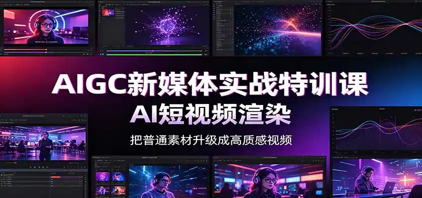 AIGC新媒体实战特训课：工具入门实操，AI短视频渲染，数字人商业视频制作-一起筹课网