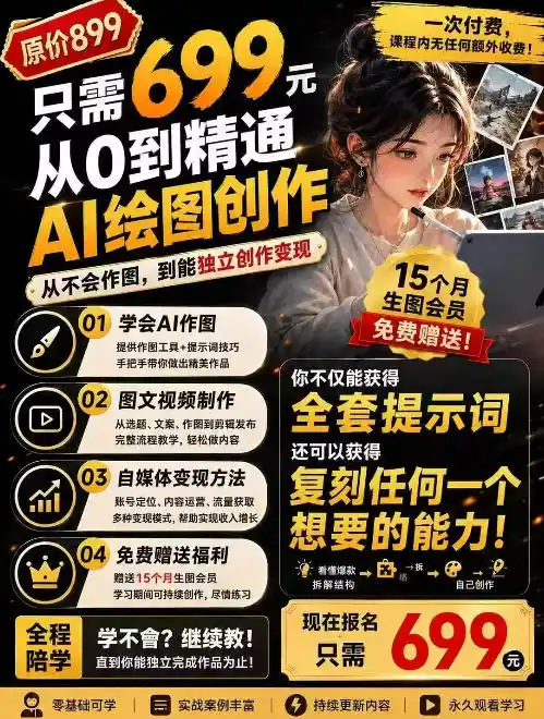 抖音10W粉丝博主的AI绘图教学,从0到精通AI绘图创作,从不会作图到能独立创作变现-一起筹课网