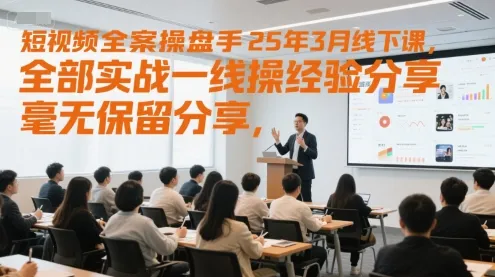 短视频全案操盘手25年3月线下课，全部实战一线操盘手经验分享，毫无保留分享，全是干货-一起筹课网